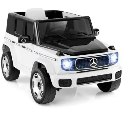 Dětské elektrické autíčko Mercedes-Benz s dálkovým ovládáním 2.4G Přední světlo 12V elektrické autíčko bílé barvy