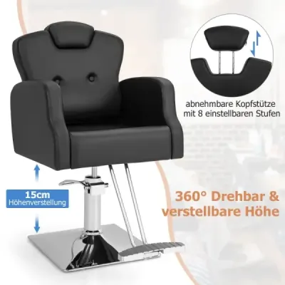 Kadeřnické křeslo s opěrkou hlavy a opěradlem a hydraulickým čerpadlem Výškově nastavitelné křeslo pro kadeřníky
