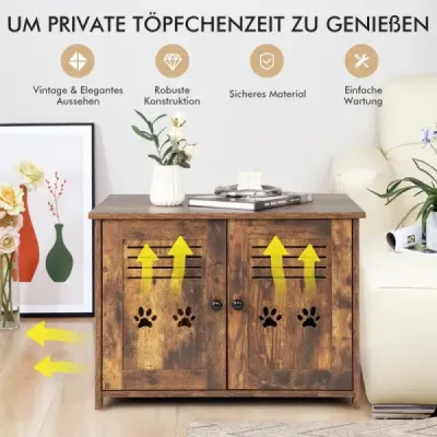 Kočičí domek Kočičí kotec s dvojitými žaluziovými dvířky Skříňka pro kočky 70 x 52 x 51 cm Hnědá barva