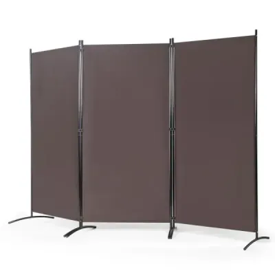 Třípanelová přepážka s robustními závěsy a ocelovou základnou Volně stojící zástěna na ochranu soukromí 260x 183 cm Káva