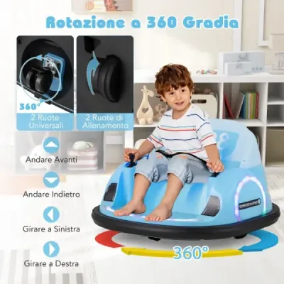 Dětské elektrické odrážedlo s blikajícími LED světly modré barvy