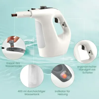 1500W parní čistič s nádrží o objemu 400 ML Teplota až 125 ℃ Ruční parní čistič šedý