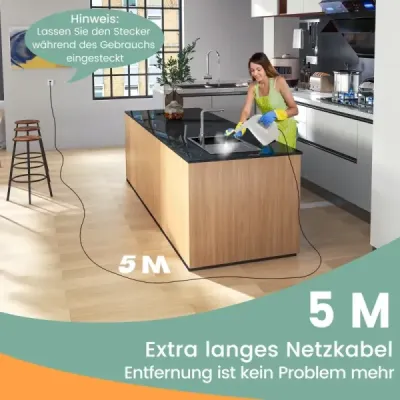 1500W parní čistič s nádrží o objemu 400 ML Teplota až 125 ℃ Ruční parní čistič šedý