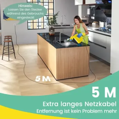 1500W parní čistič s nádrží 400 ML Teplota až 125 ℃ Ruční parní čistič žlutý