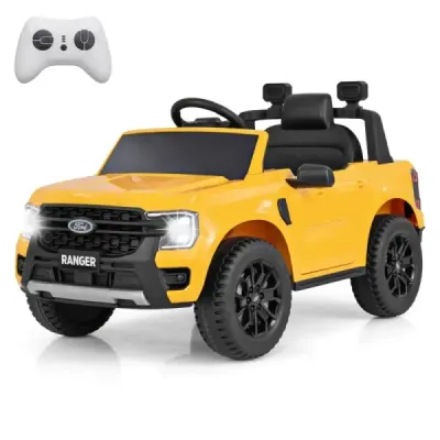 Dětské elektrické autíčko Ford 12V Dětské elektrické autíčko s dálkovým ovládáním a úložným košem a USB a hudbou Žlutá barva
