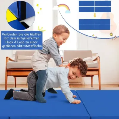 Skládací měkká podložka se 2 držadly Protiskluzová podložka do tělocvičny 180 x 60 x 5 cm námořnická modrá