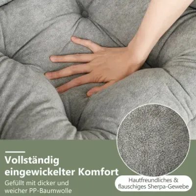 Křeslo s taburetem & područkami & boční kapsou & oboustrannou podnožkou Relax křeslo šedé