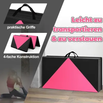 Skládací měkká podložka na podlahu Přenosná podložka do tělocvičny Podložka na jógu 240 x 120 x 5 cm Černá a růžová Skládací měkká podložka na podlahu Přenosná podložka do tělocvičny Podložka na jógu 240 x 120 x 5 cm Černá a růžová