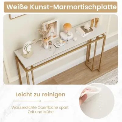 Konzolový stolek 120 cm s deskou z umělého mramoru a geometrickým kovovým rámem Předsíňový stolek Golden Konzolový stolek 120 cm s deskou z umělého mramoru a geometrickým kovovým rámem Předsíňový stolek Golden