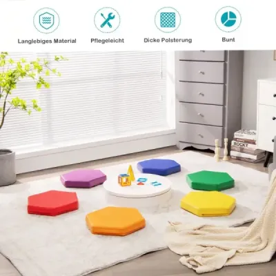 Sada 6 dětských polštářů na židli s rukojetí a zipem polštář na sedadlo podsedák hlavní polštář barevný