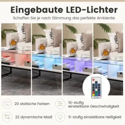 LED konferenční stolek s mramorovým vzhledem nastavitelné barvy světla stůl do obývacího pokoje bílý