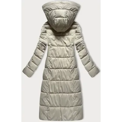 Dámská prošívaná dlouhá zimní bunda Libland light beige (7767) Dámská prošívaná dlouhá zimní bunda Libland light beige (7767)