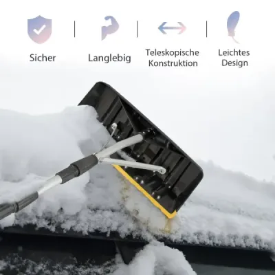 Hliníkové střešní hrablo Safstar 6,4 m Dlouhé střešní hrablo s 39 cm velkou lopatou