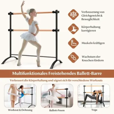 120 cm dlouhé přenosné baletní vybavení volně stojící dvojitá baletní tyč výškově nastavitelná tyč