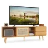 Bambusový TV stolek pro televizory do 65" TV konzole v moderním stylu poloviny století 140 x 31 x 45,5 cm, přírodní