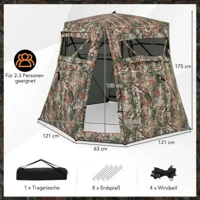 Lovecký stan pro 2-3 osoby 360° průhledný maskovací stan pro lov jelenů a divočáků
