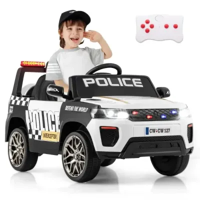 Dětské elektrické autíčko policie 12V Elektrické dětské autíčko na dálkové ovládání Elektrické autíčko pro děti od 3 let Bílá barva