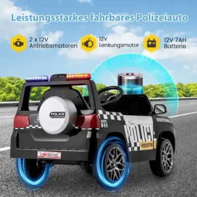 Dětské elektrické autíčko policie 12V Elektrické dětské autíčko na dálkové ovládání Elektrické autíčko pro děti od 3 let Bílá barva