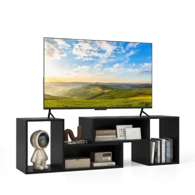 TV skříňka 2dílný volně kombinovaný TV stolek pro televizory do 60 palců černý