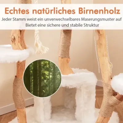 168 cm Holz Kratzbaum mit Plattformen & Höhle & Kratzsäulen & Sisalseil Katzenbaum 168 cm Holz Kratzbaum mit Plattformen & Höhle & Kratzsäulen & Sisalseil Katzenbaum