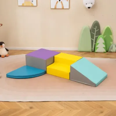4 TLG. Pěnové stavební bloky pro skotačení a lezení Obří stavební bloky Velké stavební bloky Modrá + fialová barva