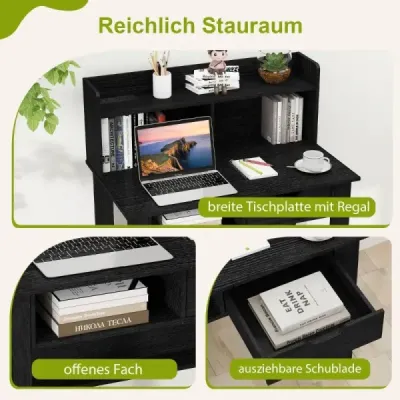 Psací stůl s elektrickými zásuvkami Malý počítačový stůl s horní deskou 95 x 56 x 109,5 cm Černý