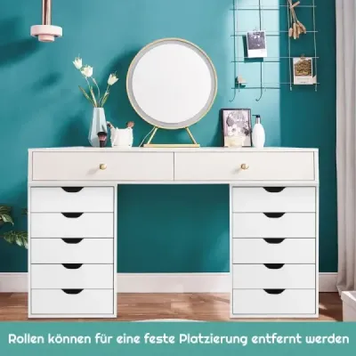Pojízdný podstavec s 5 zásuvkami Pojízdná kartotéka na kolečkách 48 x 39,5 x 65,5 cm Bílá