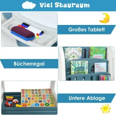Dětský umělecký stojan 2 v 1 oboustranná magnetická tabule modrá