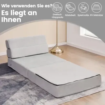 Rozkládací pohovka 3v1 s pratelným potahem extra silná pěna (15cm) šedá