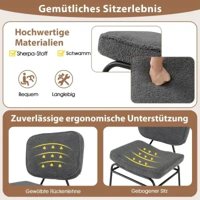 Jídelní židle se zakřiveným sedadlem Opěradlo Kuchyňská židle čalouněná židle šedá