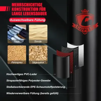 Sada boxovacích pytlů 28,5 kg boxovací pytel s boxerskými rukavicemi 12 oz a popruhy na ruce černé
