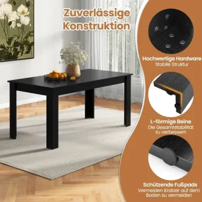 160 cm dlouhý rozkládací jídelní stůl, moderní kuchyňský stůl s místem až pro 8 osob
