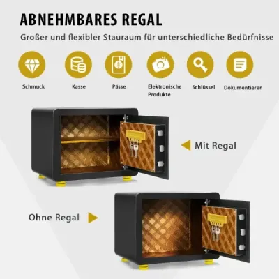 Trezor o objemu 31,5 l Elektronická bezpečnostní schránka s digitální klávesnicí a klíčem 40 x 30 x 31 cm černá