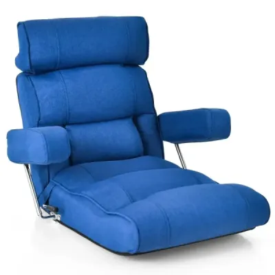 Bodenstuhl klappbares Bondensofa mit verstellbarer Rückenlehne 80 x 72 x 75 cm Blau