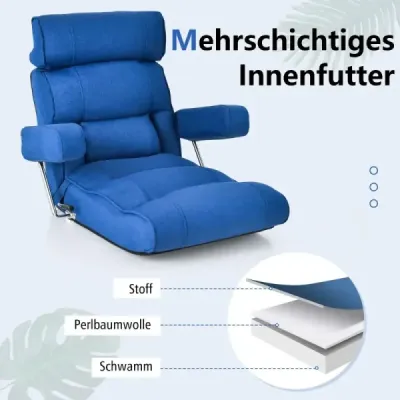 Bodenstuhl klappbares Bondensofa mit verstellbarer Rückenlehne 80 x 72 x 75 cm Blau