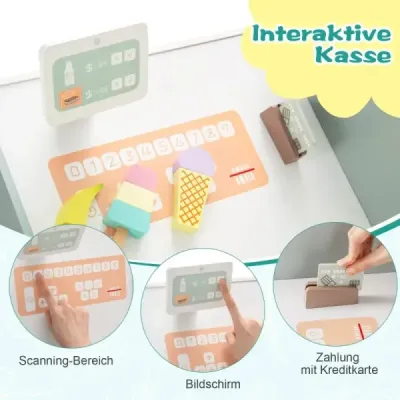 Nakupujte 30 kusů. Dřevěná prodejna s automatem a pokladnou a kávovarem