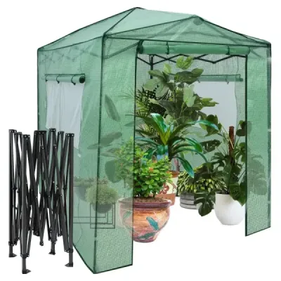 Přenosný výsuvný skleník Walk-in zahradní skleník 180 x 250 x 230 cm Zelený
