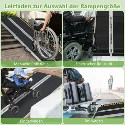183 x 74 cm Rampa pro vozíčkáře Přenosná a protiskluzová skládací rampa s nosností až 272 kg Hliníková