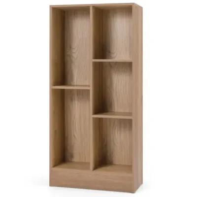 Regál na knihy s 5 přihrádkami Stojící regál Kostkový regál Kancelářský regál Úložný regál 50 x 24 x 104 cm Přírodní barva