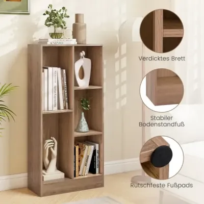 Regál na knihy s 5 přihrádkami Stojící regál Kostkový regál Kancelářský regál Úložný regál 50 x 24 x 104 cm Přírodní barva
