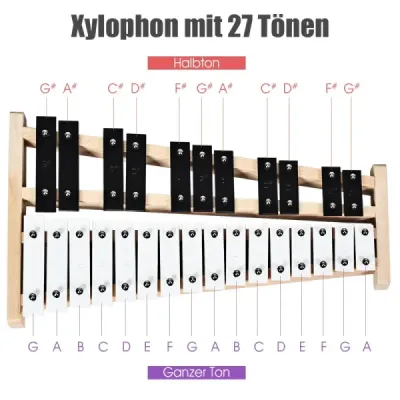 27 not xylofon se 2 paličkami a taškou na přenášení zvonkohra ruční perkuse percussion