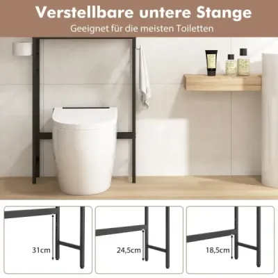 WC skříňka volně stojící WC police se 2 dvířky 2 háčky 63 x 23 x 165,5 cm bílá