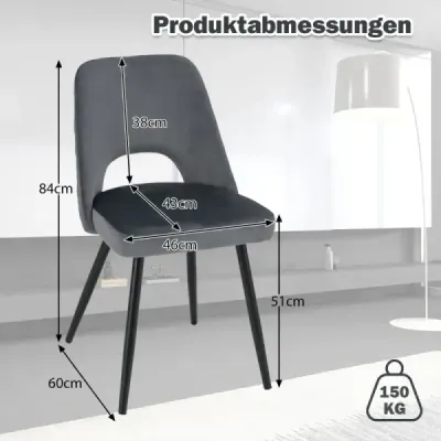 Sada 2 čalouněných jídelních židlí do 150 kg Jídelní židle s opěradlem šedá