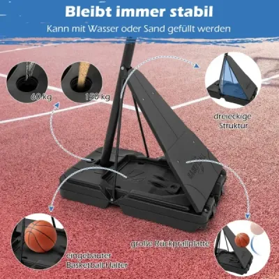Basketbalový stojan 150-305 cm výškově nastavitelný basketbalový koš se stojanem