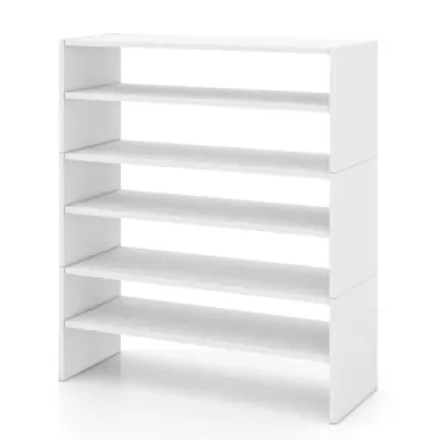 Botník 78 cm Dlouhý horizontální botník Dvoupatrový úložný regál Bílý