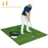 Golfová odpalovací podložka 2 gumová odpaliště a 2 zarovnávací tyče a 6 pozic pro odpaliště 152 x 117 cm tloušťka 32 mm