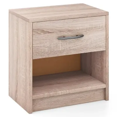 Noční stolek se zásuvkou Malý noční stolek s otevřenou přihrádkou 38,5 x 28 x 40,5 cm Přírodní barva