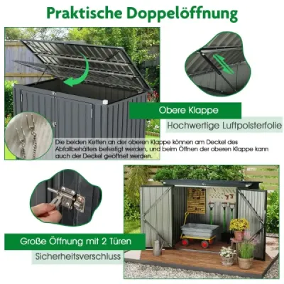 Box na odpadky pro 2 odpadkové koše Kovový pozinkovaný box na odpadky se 2 dvířky