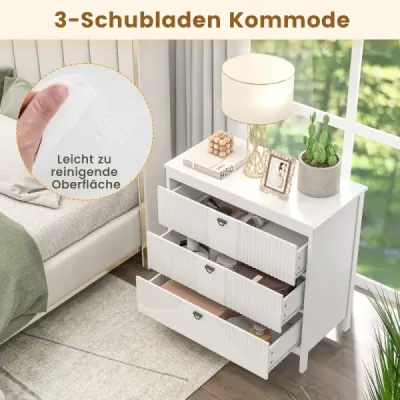 Dřevěná komoda se 3 zásuvkami a kovovými úchyty Moderní příborníková zásuvková skříňka