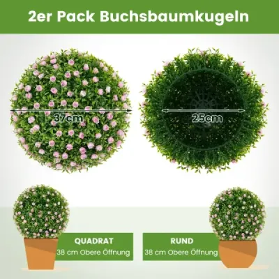 2 zimostrázové koule dekorativní koule odolné vůči UV záření topiary umělá rostlina dekorativní rostlina Ø37 cm